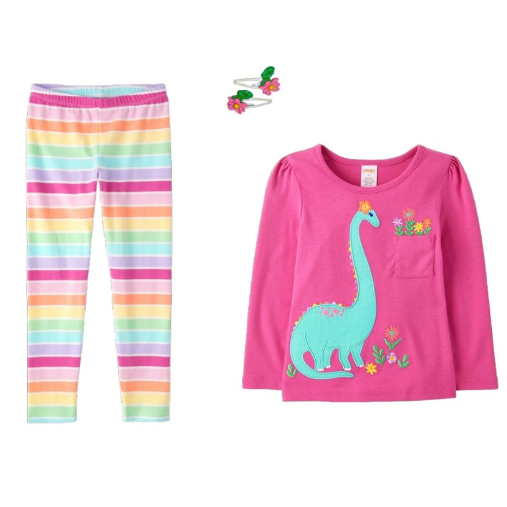 Gymboree DINO FRIENDS Tee with Striped Leggings Size  4T 6  NEW